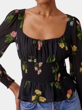 Reformation Long Sleeve Floral Top, NEW